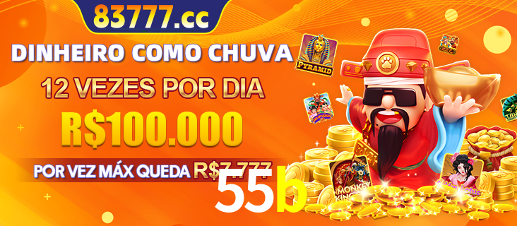 Banner do programa de recompensas Recomende para amigos do 55b, detalhando os bônus por convidar amigos, com prêmios que chegam a R$288.888.
